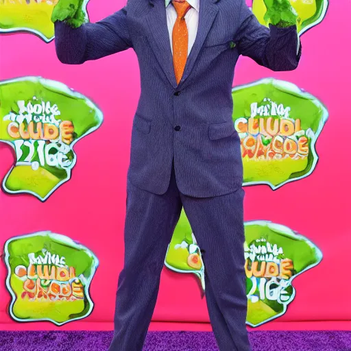 Image similar to saul goodman slimed at the kids choice awards, photojournalism photography