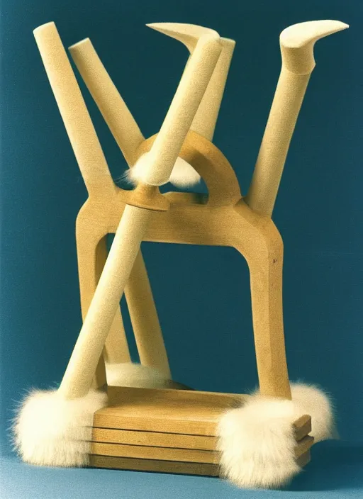 Image similar to realistic photo of a a medieval ritual chemistry appliance model equipment gadget, made of wood white clay and fur with black wires 1 9 9 0, life magazine reportage photo, natural colors, metropolitan museum collection