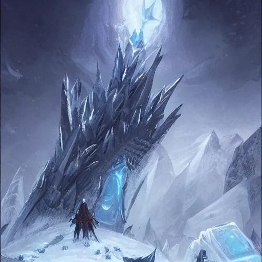 Image similar to cold portrait of pointy ice spikes rising from the ground, epic fantasy style, in the style of Greg Rutkowski, hearthstone artwork