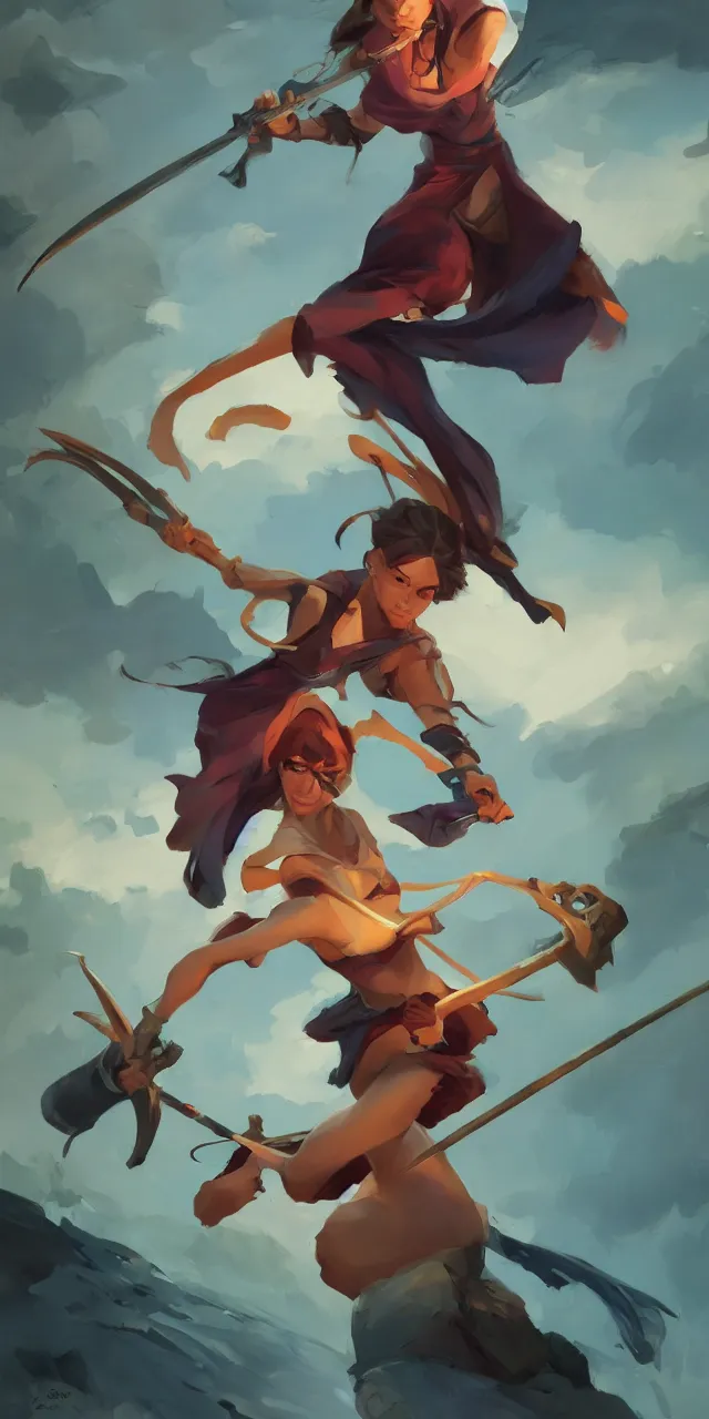 Image similar to woman wielding a scimitar and casting magic, behance hd artstation by jesper ejsing by rhads, makoto shinkai and lois van baarle, ilya kuvshinov, ossdraws