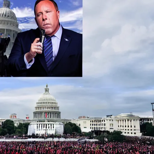 Prompt: Alex Jones inauguration, 4k, photo realistic