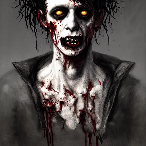 Image similar to young and slim robert smith as a zombie, 7 days to die zombie, fine art, award winning, intricate, elegant, sharp focus, cinematic lighting, highly detailed, digital painting, 8 k concept art, art by z. w. gu, art by brom, art by michael hussar, masterpiece, 8 k