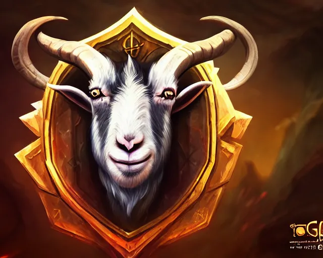 Image similar to goat esports logo design, deep focus, d & d, fantasy, intricate, elegant, highly detailed, digital painting, artstation, concept art, matte, sharp focus, illustration, hearthstone,