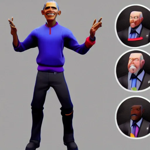 Image similar to obama as a character from fortnite