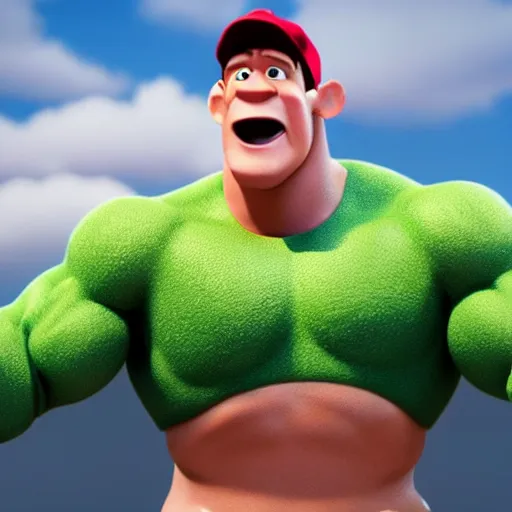 Image similar to still of john cena in a disney pixar movie, 3 d render, octane render