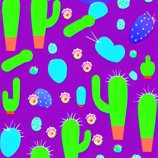 Image similar to cactus made from colourful shiny transparent jelly in the style of kurzgesagt, adobe illustrator, graphic design illustration, vector art, bold colours