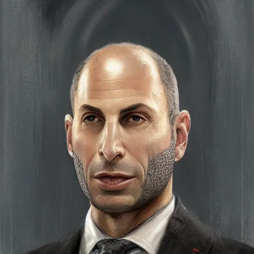 Image similar to israeli prime minister naftali bennett as dune character, portrait, intricate, elegant, highly detailed, digital painting, artstation, concept art, wallpaper, smooth, sharp focus, illustration, art by h. r. giger and artgerm and greg rutkowski and alphonse mucha