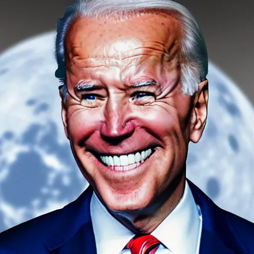 Prompt: joe biden taking a cute selfie on the moon