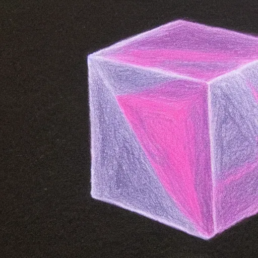 Prompt: a 4 d cube, tesseract, drawn on chalkboard with chalk