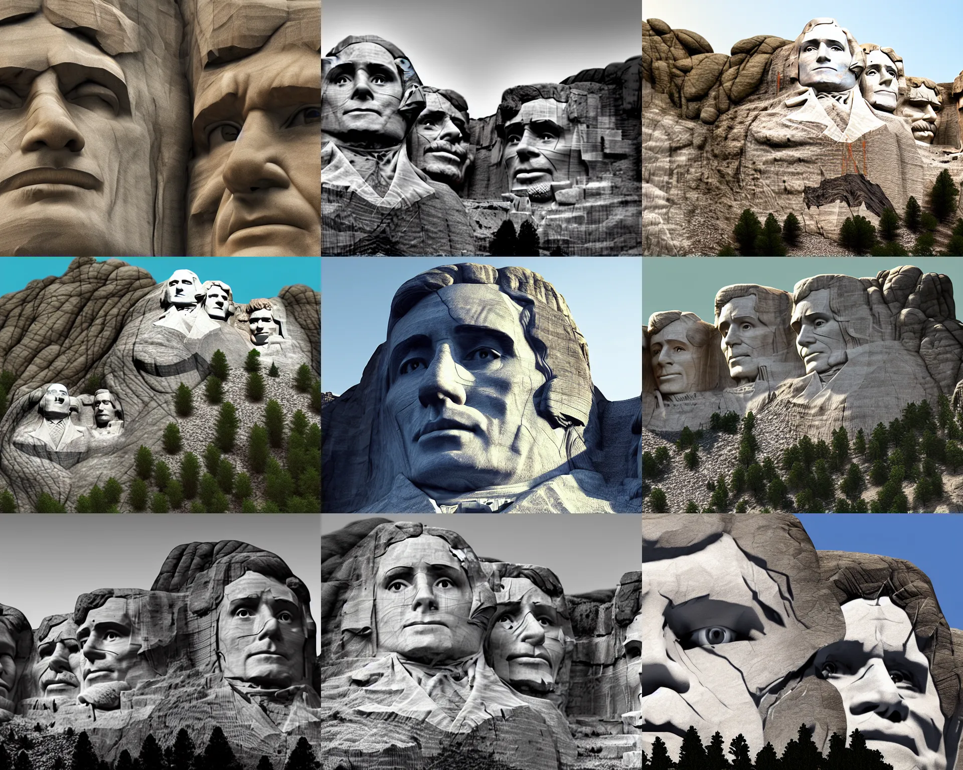 Prompt: landscape photo, dwayne johnsons face carved into mount rushmore, award winning photo, unreal engine 5, atmospheric, high detail, 8k