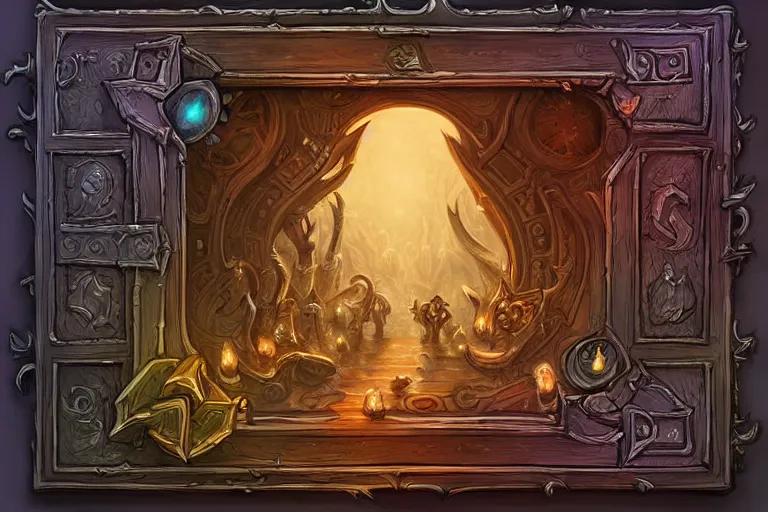 Image similar to book decorative border frame, d & d, fantasy, intricate, elegant, highly detailed, digital painting, artstation, illustration, hearthstone