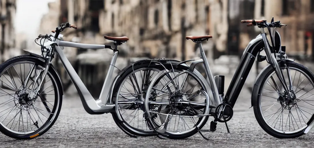 Prompt: a futuristic e - bike with retro styling, realism