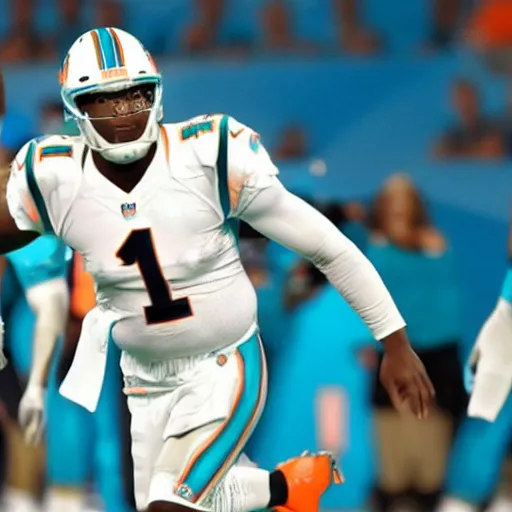 Image similar to Cam newton in a Miami dolphins uniform