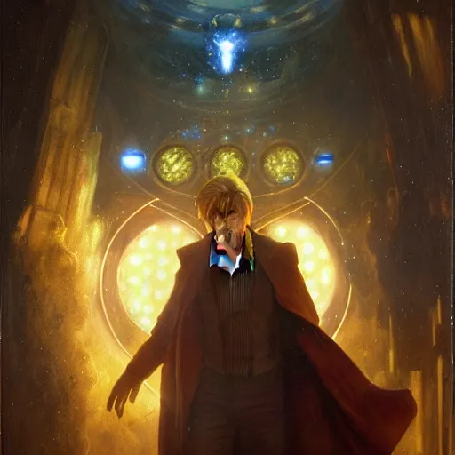 Image similar to david bowie as doctor who, radiant light, caustics, heroic, bright iridescent light, by gaston bussiere, bayard wu, greg rutkowski, maxim verehin