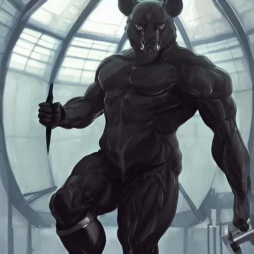 Image similar to splash art of a black - coated anthropomorphic horse supersoldier with gargantuan muscles in a research facility wearing a combat kevlar outfit, long white mane, highly detailed, furry, furaffinity, digital painting, artstation, smooth, sharp focus, illustration, art by artgerm, greg rutkowski, alphonse mucha, wlop