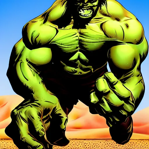 Image similar to hulk in desert