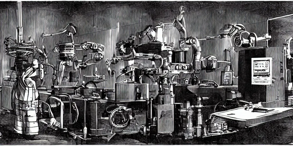 Image similar to illustration of a mad scientist's machine