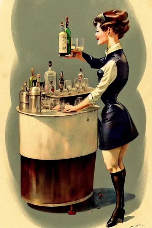 Prompt: ( ( ( ( ( 1 9 5 0 s retro future android mobile bartender bar. muted colors. ) ) ) ) ) by jean - baptiste monge,!!!!!!!!!!!!!!!!!!!!!!!!!