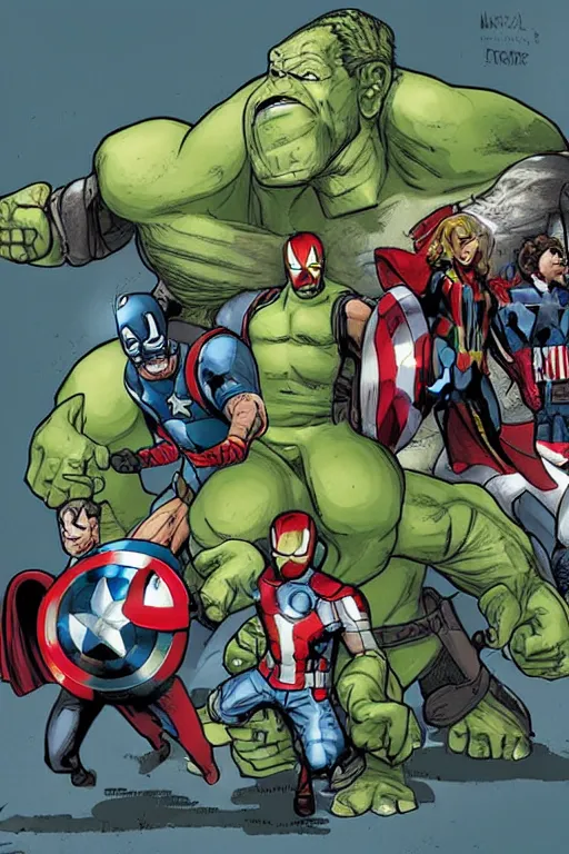 Image similar to marvel avengers trapped in a giant pickle jar, concept art