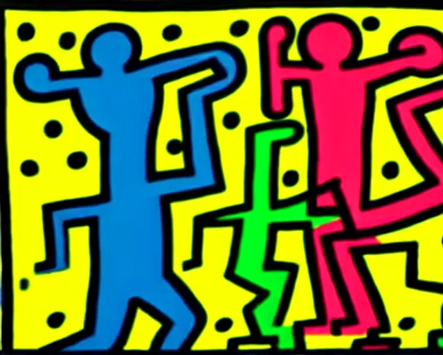 Image similar to artwork by keith haring