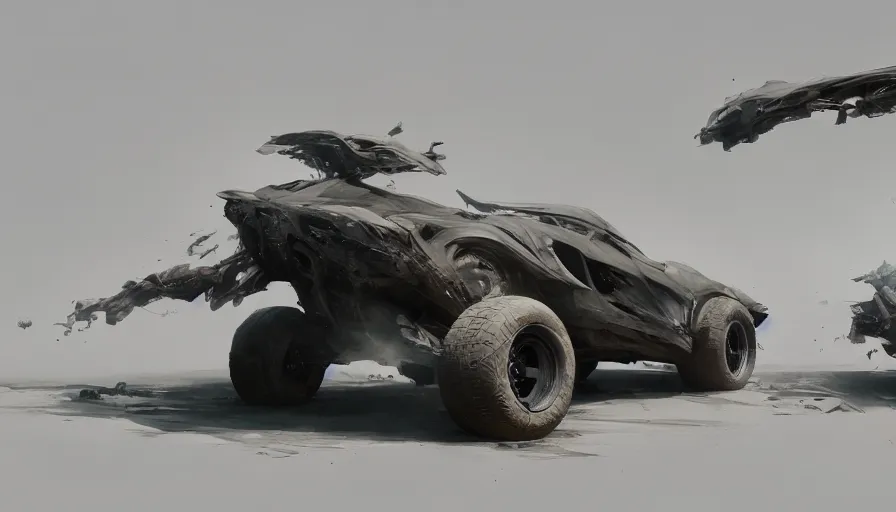 Prompt: a beautiful concept design of a supercar converted into offroad suv by cory loftis, fenghua zhong, ryohei hase, ismail inceoglu and ruan jia. volumetric light, detailed, octane render, horizon forbidden west