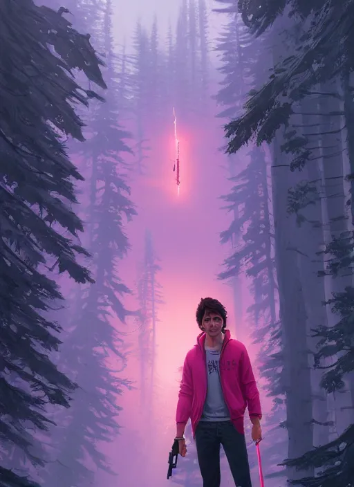 Image similar to highly detailed portrait justin trudeau in pink hoody holding ar - 1 5! in gta v stephen bliss unreal engine fantasy art by greg rutkowski loish rhads ferdinand knab makoto shinkai lois van baarle ilya kuvshinov rossdraws tom bagshaw global illumination radiant light detailed intricate environment