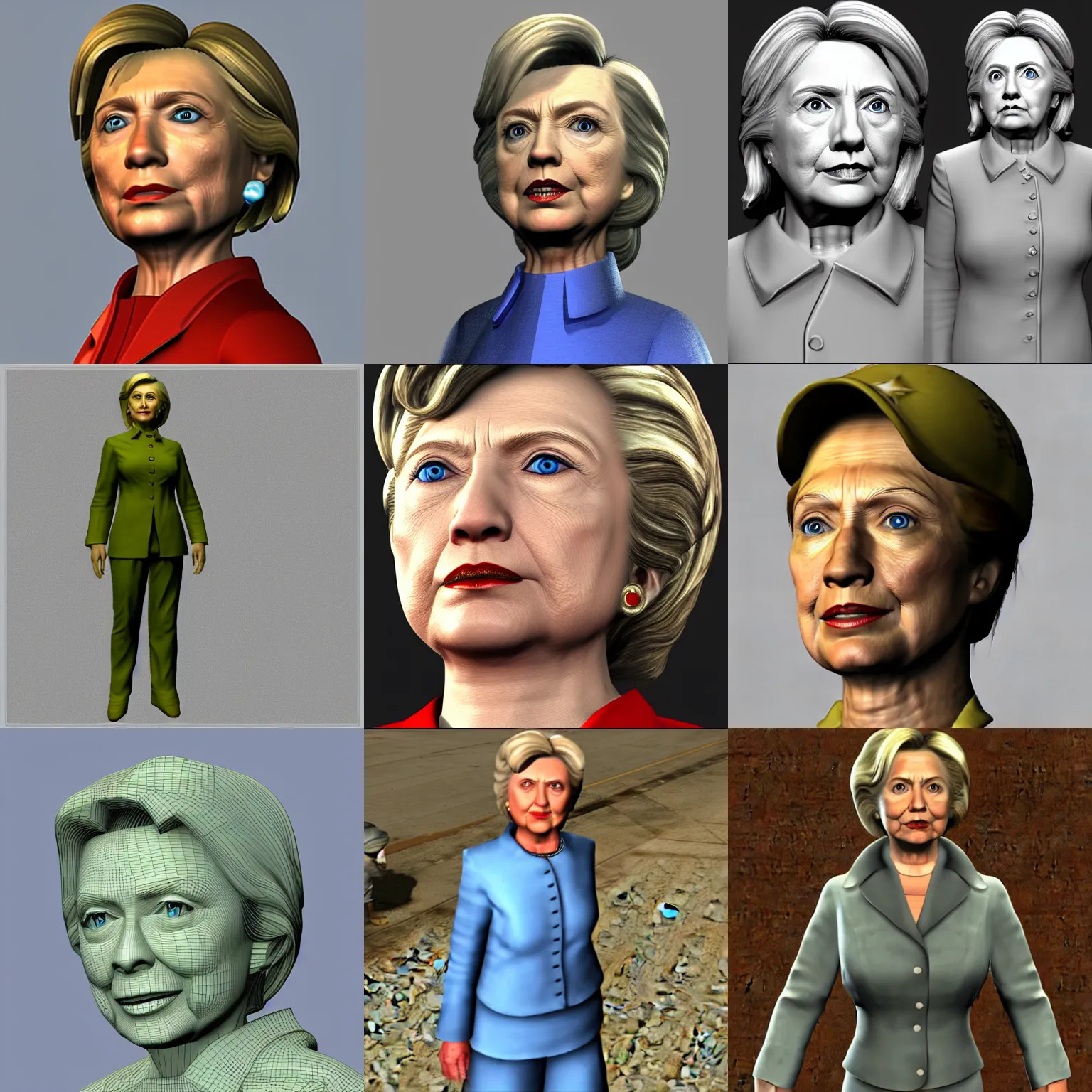 Prompt: 3 d model of hillary clinton in fallout 3