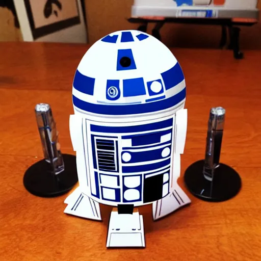 Image similar to audrey hepburn cos play r 2 d 2, stop motion vinyl action figure, plastic, toy, butcher billy style