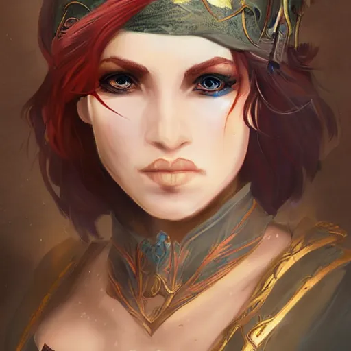 Image similar to portrait of a elven female pirate, fantasy setting, digital art, dramatic lighting, art by jason chan