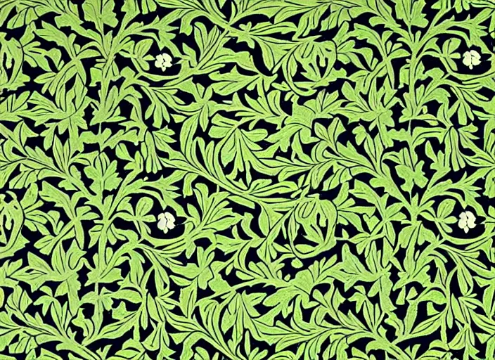 Image similar to pepe the frog, by william morris