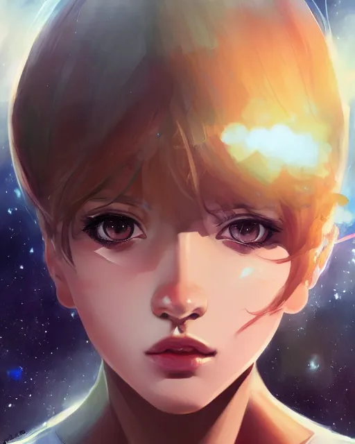 Image similar to portrait Anime space cadet girl cute-fine-face, pretty face, realistic shaded Perfect face, fine details. Anime. realistic shaded lighting by Ilya Kuvshinov Giuseppe Dangelico Pino and Michael Garmash and Rob Rey, IAMAG premiere