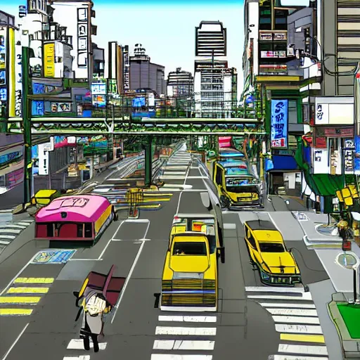 Prompt: japanese city scene in the style of persona 4 hd 16:9