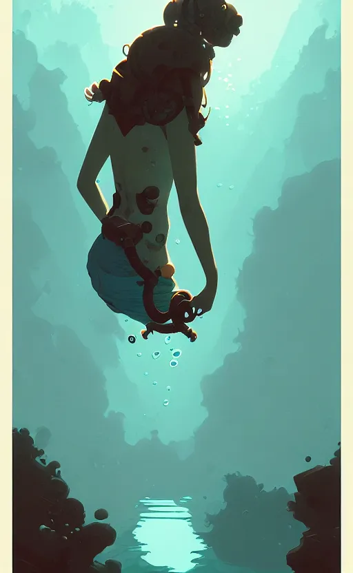 Prompt: celtic naturepunk underwater by atey ghailan, by greg rutkowski, by simon stalenhag, by greg tocchini, by james gilleard, by joe fenton, by kaethe butcher dynamic lighting, gradient light blue, brown, blonde cream and white color scheme, grunge aesthetic