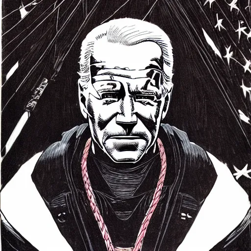 Image similar to Joe Biden looking sinister, by Tsutomu Nihei, highly detailed