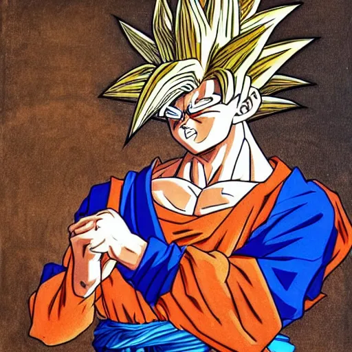 Prompt: portrait of goku styled as a renaissance painting