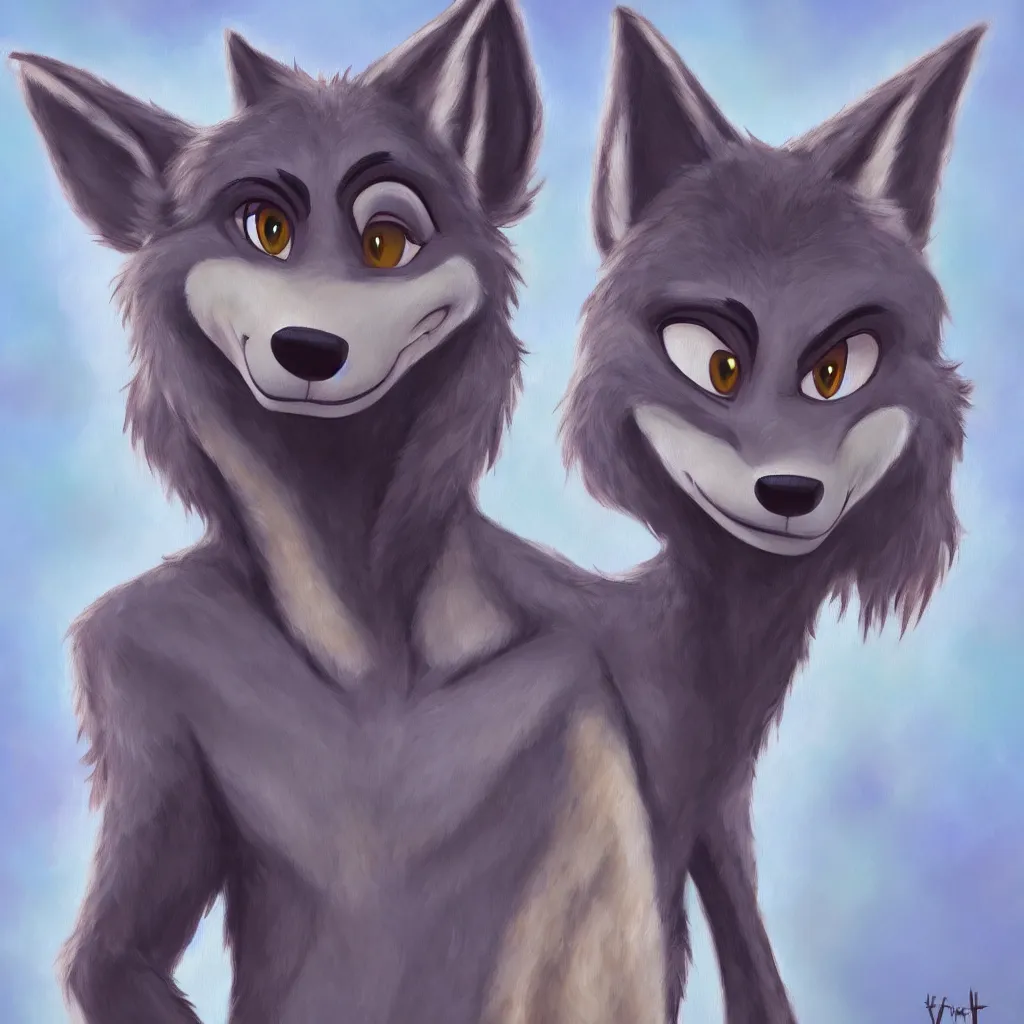 Prompt: oil painting of anthromorphic female wolf in style of zootopia female fursona furry furaffinity 4 k deviantart furry art fursona ar