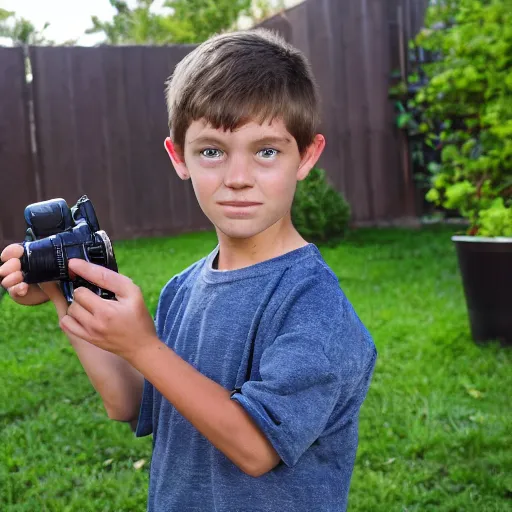 Image similar to photograph smelly kid in backyard