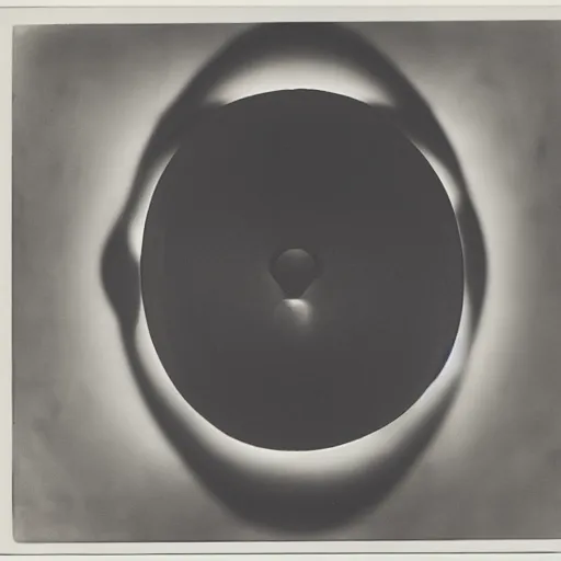 Prompt: The ‘Naive Oculus’ by Man Ray, auction catalogue photo (early rayograph), private collection, collected by Paul Virilio for the exhibition ‘The Integral Accident’