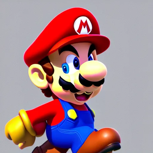 Image similar to mario 3d render with long noodle arms