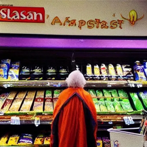 Prompt: “a Slaan Mage Priest goes to the supermarket but they are out of French Fries”