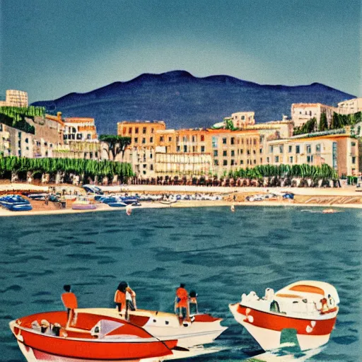 Prompt: midcentury illustration of the french riviera in the summer of 1 9 6 0