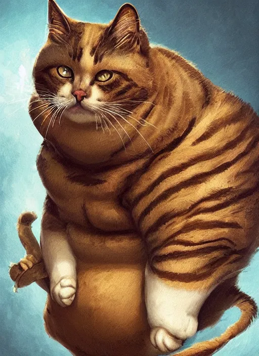 Prompt: digital _ painting _ of _ a really obese cat _ by _ filipe _ pagliuso _ and _ justin _ gerard _ symmetric _ fantasy _ highly _ detailed _ realistic _ intricate _ port