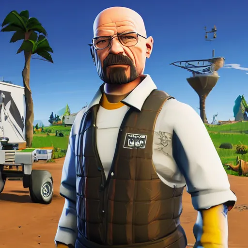 Image similar to walter white fortnite skin, high resolution