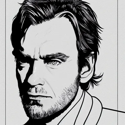 Image similar to “ ewan mcgregor retro minimalist portrait by jean giraud!, moebius starwatcher, sharp, smooth face, comic, 8 k ”