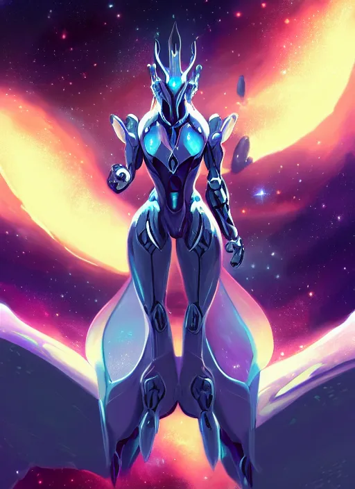 Image similar to cinematic goddess shot, cosmic sized perfectly proportioned stunning beautiful hot anthropomorphic robot mecha female dragon, in space, nebula background, larger than galaxies, holding galaxy, sharp claws, sleek silver armor, epic proportions, epic size, epic scale, digital art, furry art, macro art, dragon art, giantess art, warframe fanart, furaffinity, deviantart