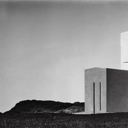 Prompt: a building in a stunning landscape by Constantin Brancusi