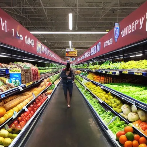 Prompt: a startup shopping at walmart for fresh food and vegetables, hyper detailed, epic, cinematic, beautiful lighting, very intense