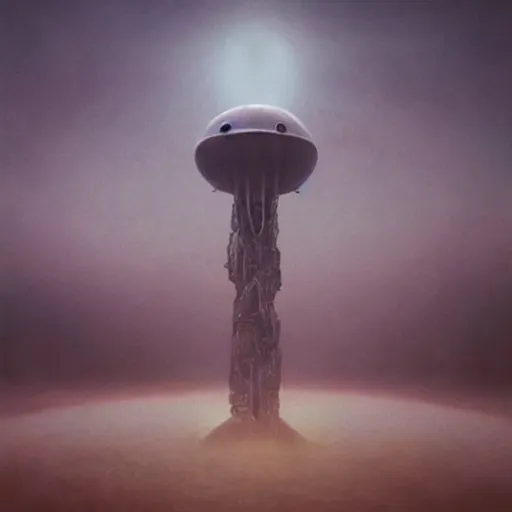 Image similar to leaked top secret footage of an ufo, shot with an old camera, concept art, intricate details, eerie, highly detailed, photorealistic, octane render, 8 k, unreal engine. art by zdzisław beksinski