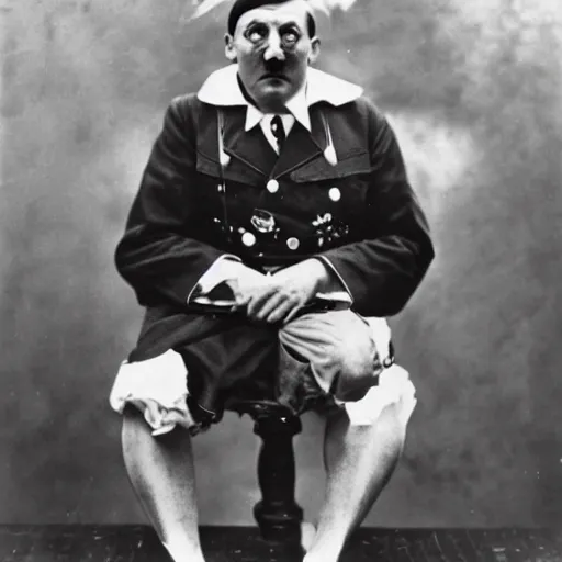 Prompt: Adolf hitler as a Circus clown, press-photo, realistic