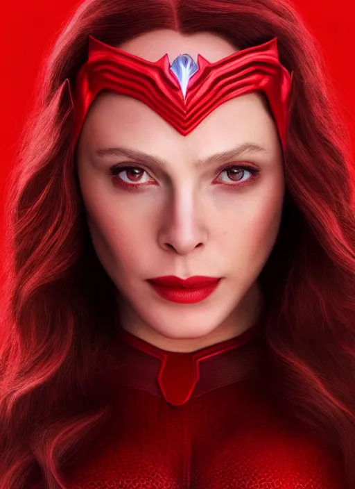 prompthunt: elizabeth olsen as the scarlet witch afloat in the air with red  eyes, red magic surrounds her, trending on artstation, 8 k quality,  cgsociety contest winner, artstation hd, artstation hq, luminous